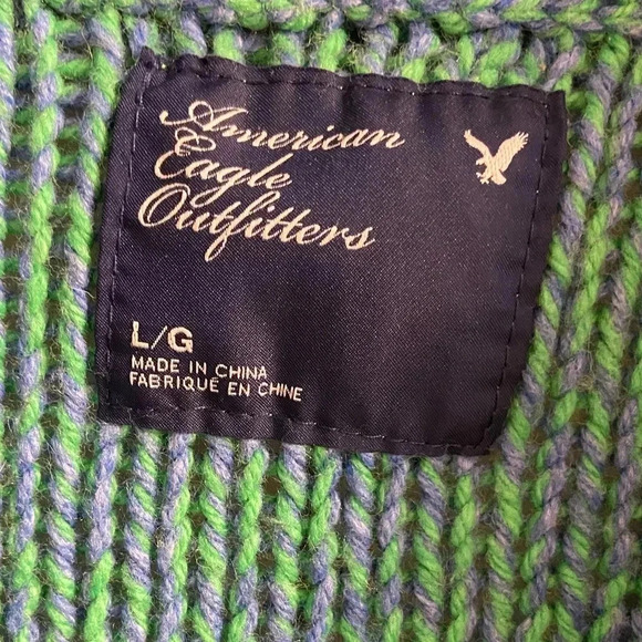 American Eagle sweater cardigan academia purple/green button front Large - Picture 3 of 7